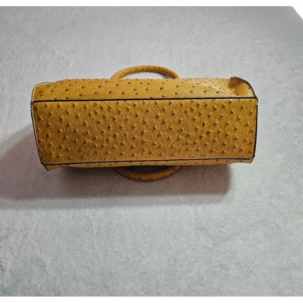 B.Iconic Luxury Handbag Yellow Ostrich Embossed Satchel Crossbody Bag NEW